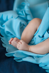 baby feet in a blue blanket