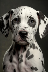 Photo portrait of a Dalmatian puppy in studio