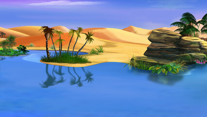 Oasis in the desert illustration