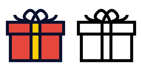 Gift Box. Color and Line Icons	