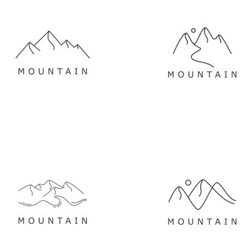 Simple Landscape Line Drawing Of A Mountain Logo