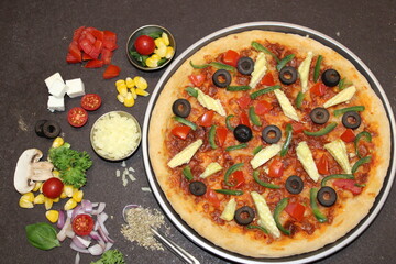 Indian style Pizza with Vegetables