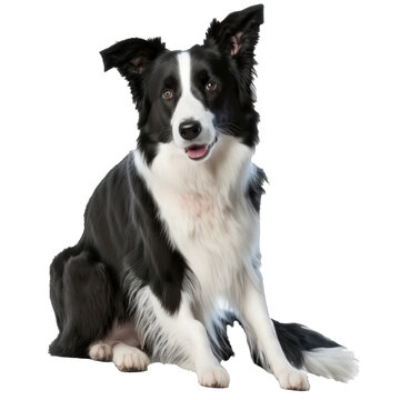 Animal Border Collie dog Design Elements Isolated Transparent Background: Graphic Masterpiece, Clear Alpha Channel for Overlays Web Design, Digital Art, PNG Image Format (generative AI