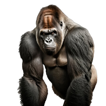 Animal Gorilla Design Elements Isolated Transparent Background: Graphic Masterpiece, Clear Alpha Channel for Overlays Web Design, Digital Art, PNG Image Format (generative AI