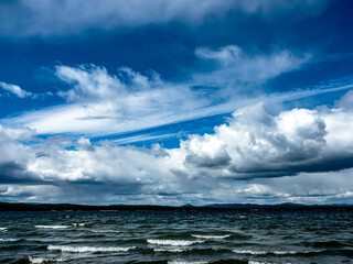 sky with dramatic white and gray clouds