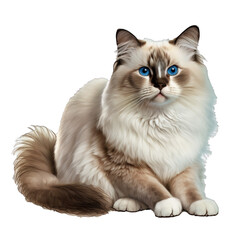 Animal Ragdoll cat Design Elements Isolated Transparent Background: Graphic Masterpiece, Clear Alpha Channel for Overlays Web Design, Digital Art, PNG Image Format (generative AI