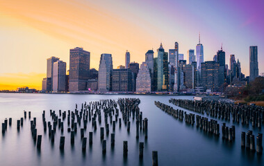 city skyline at sunset New York Manhattan beautiful 