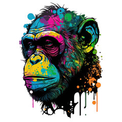 Animal Monkey Design Elements Isolated Transparent Background: Colorful Mystic Graphic, Clear Alpha Channel for Overlays Web Design, Digital Art, PNG Image Format generative AI