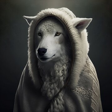 Realistic Depiction of a Wolf in Sheep's Clothing Generative AI