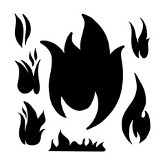 Fire vector, flame icon. Black icon isolated on white background.