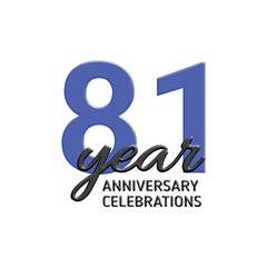 81th anniversary celebration logo design. vector festive illustration. Realistic 3d sign. Party event decoration