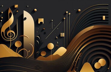 abstract gold music background (AI Generated)