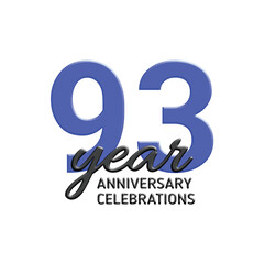 93th anniversary celebration logo design. vector festive illustration. Realistic 3d sign. Party event decoration