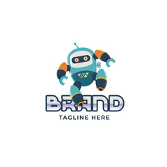 Retro vintage Robot Logo Graphic Vector