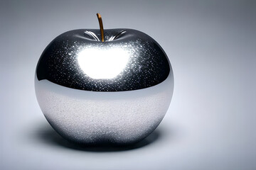 AI generated image of a silver apple in low light