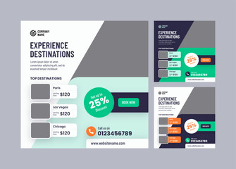 Travel or holiday trip social media banner or post template