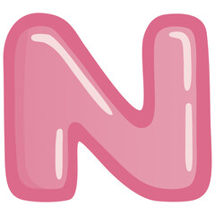 Letter N Pink Bold Alphabet Font Doodle Drawing Art