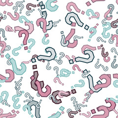 Quiz seamless pattern. Question marks, doubt, faq
