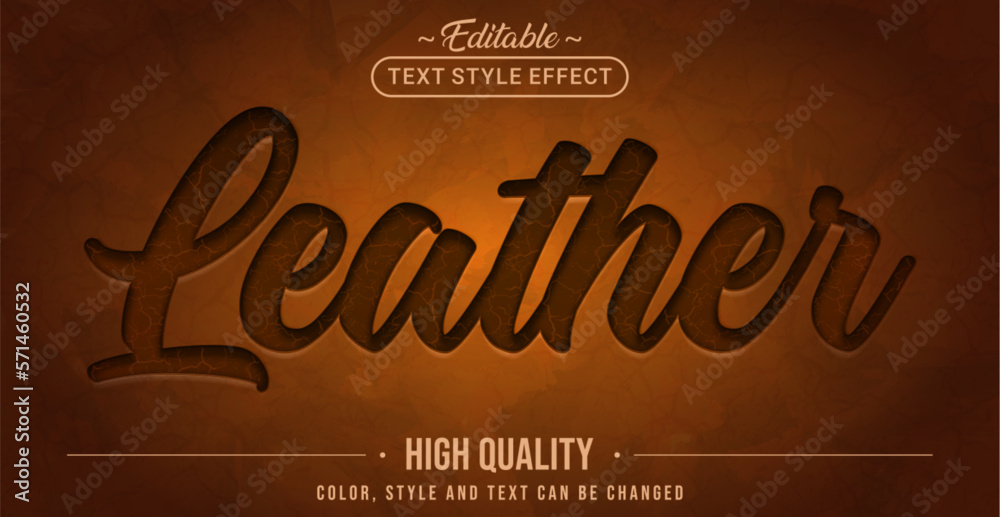Poster editable text style effect - brown leather text style theme.