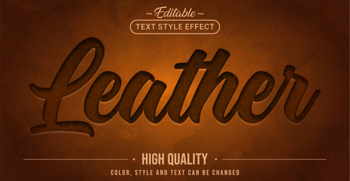 Editable text style effect - Brown Leather text style theme.