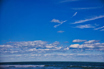 Sunny winter day at an empty beach at Sebastian Inlet Florida