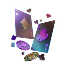Dark Style Poker Card with Chip Element
