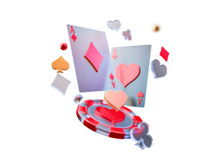 Realistic Poker Card with Chip Element
