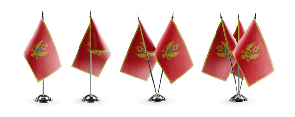 Small national flags of the Montenegro on a white background