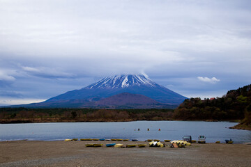 Lake shoji in spring, Fuji 5 lakes in Yamanashi prefecture, Chubu, Japan.
