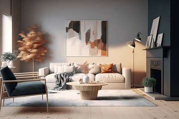 Modern Comfort: Designing a Cozy Living Room. Photo generative AI