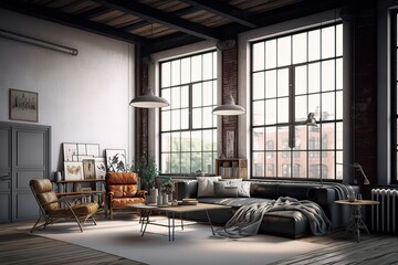 Luxury Living in a Modern Metropolis: Interior Design in  New York City. Photo generative AI