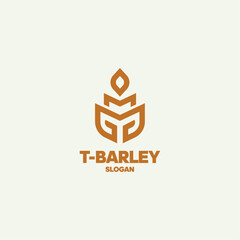 wheat, barley agriculture logo sumbol, vector