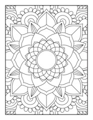 Black and white pattern.Pattern for coloring book. Flower Mandala Coloring Page.Coloring Page For Adult.Mandala Coloring Page. Coloring Page. Mandala. Mehndi design.Mandala coloring page KDP interior.