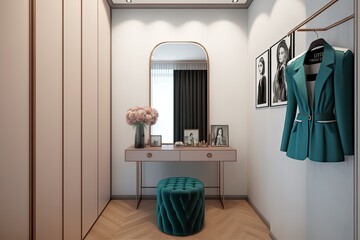 Sydney's Contemporary Wardrobe and Dressing Table Interior Design in Modern Apartment. Photo generative AI