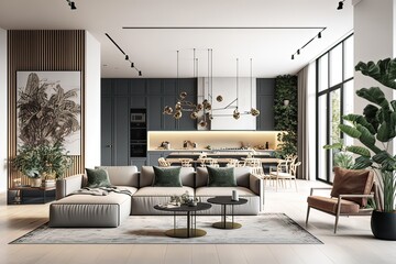Obraz na płótnie Canvas Luxurious Design of a Big Living Room in Melbourne. Photo generative AI
