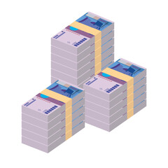 Cabo Verde Escudo Vector Illustration. West African money set bundle banknotes. Paper money 1000 CVE. Flat style. Isolated on white background. Simple minimal design.
