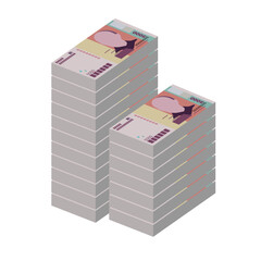 Cabo Verde Escudo Vector Illustration. West African money set bundle banknotes. Paper money 5000 CVE. Flat style. Isolated on white background. Simple minimal design.