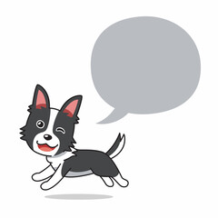 Cartoon character happy shepherd dog with speech bubble for design.