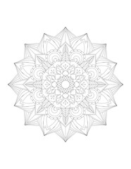Coloring book page. Hand drawn vector illustration. Flower Mandala. Mandala pattern black and white good mood. Mandala. Round Ornament Pattern.  Vector for coloring page for adults.