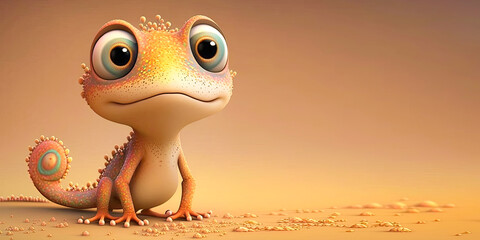 3d cute cartoon little gecko, Generative Ai - obrazy, fototapety, plakaty