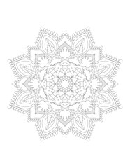 Coloring book page. Hand drawn vector illustration. Flower Mandala. Mandala pattern black and white good mood. Mandala. Round Ornament Pattern.  Vector for coloring page for adults.