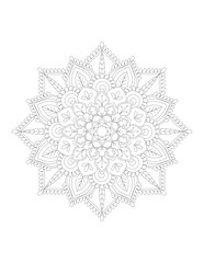 Coloring book page. Hand drawn vector illustration. Flower Mandala. Mandala pattern black and white good mood. Mandala. Round Ornament Pattern.  Vector for coloring page for adults.