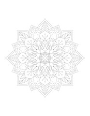 Coloring book page. Hand drawn vector illustration. Flower Mandala. Mandala pattern black and white good mood. Mandala. Round Ornament Pattern.  Vector for coloring page for adults.