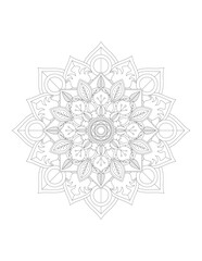 Coloring book page. Hand drawn vector illustration. Flower Mandala. Mandala pattern black and white good mood. Mandala. Round Ornament Pattern.  Vector for coloring page for adults.