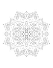 Coloring book page. Hand drawn vector illustration. Flower Mandala. Mandala pattern black and white good mood. Mandala. Round Ornament Pattern.  Vector for coloring page for adults.