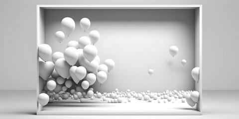 White balloons on a white wall, white modern design and white abstract art, exlusive, mysterious and expensive white AI, AI Générative, Générative.