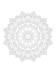 Coloring book page. Hand drawn vector illustration. Flower Mandala. Mandala pattern black and white good mood. Mandala. Round Ornament Pattern.  Vector for coloring page for adults.