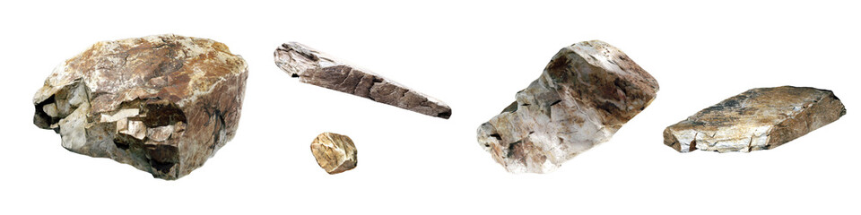 rock stone isolated on white PNG file 3D rendering. © Thossaphon