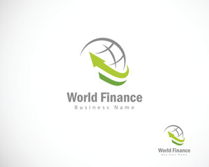 world finance logo creative arrow invest business globe design concept
