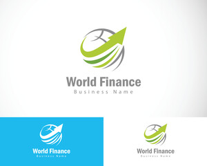 world finance logo creative arrow invest business globe design concept